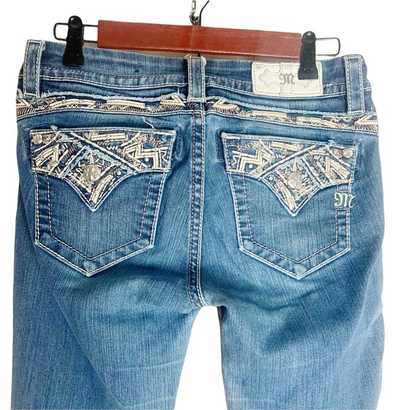 Miss Me Distressed Denim Bootcut Embellished Jeans - Picture 12 of 13